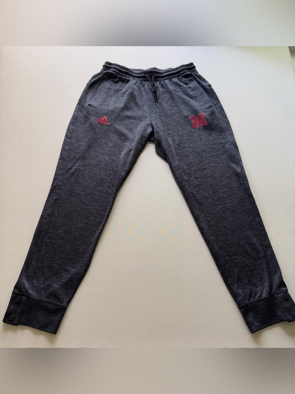 adidas Charcoal Heather Joggers with Red Accents